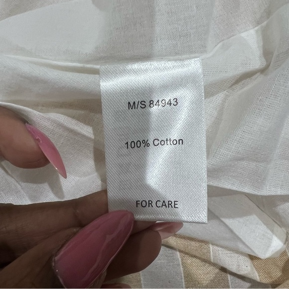 NWT Pomelo Beige Cream Striped Button Front Lined A Line Midi Skirt Cotton XL - Picture 7 of 10